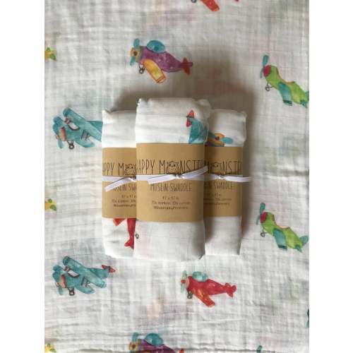 RESTOCKED Watercolor Airplane Muslin Swaddle Blanket Bamboo - Etsy