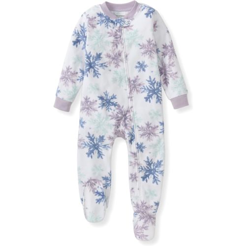 Burt's Bees Baby Girls Fleece Sleeper Pajamas, One-Piece Zip-up Footed PJ, Soft Recycled Microfleece PJs