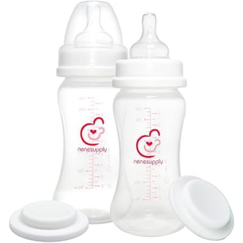 Nenesupply Feeding and Storage Bottles Collection for Spectra S1 S2 Motif Luna Breast Pumps 2 pc 9oz 280ml with Sealing Disc Anti Colic Feeding Breastmilk Storage Replace Spectra Bottles
