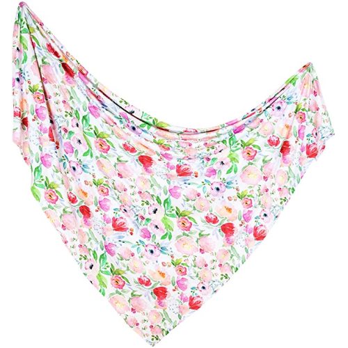 ADDISON BELLE – Swaddle Blanket – Viscose Made from Bamboo Soft Baby Blanket for Baby Girl – Stretchy Newborn Baby Wrap – Nursery Receiving Blanket – Baby Girl – 47” x 47” (Watercolor Floral)