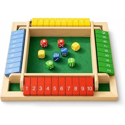 Pedolini Shut the Box Game, Travel Size Wooden Dice Board Game, 8.6 in