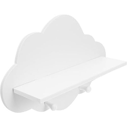 ARTIBETTER 1pc Wooden Cloud Shape Floating Shelf 14 Inch White Wall-Mounted Storage Shelf for Nursery Kids Room Decor and Organization