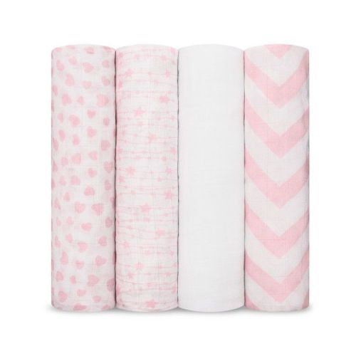 Muslin Swaddle Blankets Neutral Receiving Blanket for Boys and Girls by Comfy Cubs - Pink