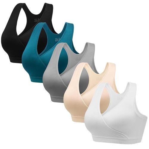HBselect Nursing Bras for Breastfeeding, Maternity Nursing Sleep Bra Wireless Pregnancy Sleep Bralette 3/5 Pack