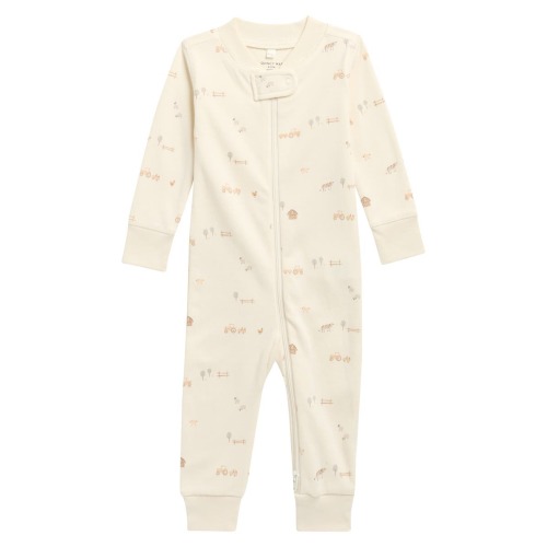 Print Zip Organic Cotton Romper, 6-12M