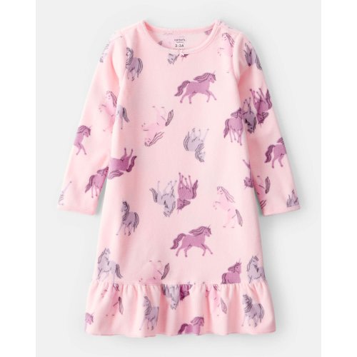 Girls Unicorn Fleece Loose Fit Night Gown - Pink | Carter's