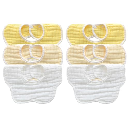 MUKIN Baby Drooling Towel, Snap Bibs, Muslin Bibs, 6 Pack, Adjustable, Soft Cotton
