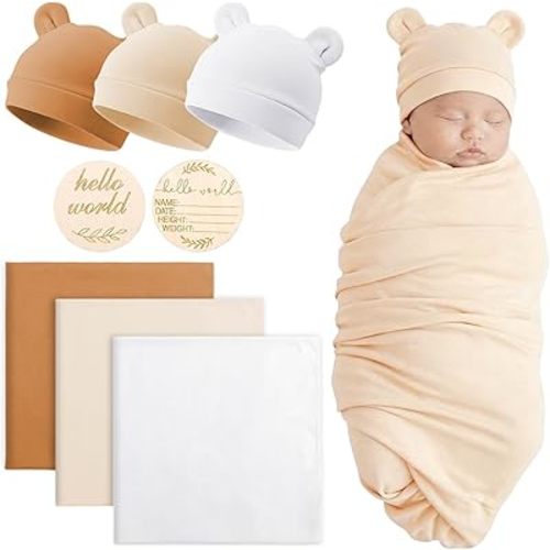 DRESHOW BQUBO Newborn Floral Blankets for Baby Hat BQUBO Unisex Baby Essentials