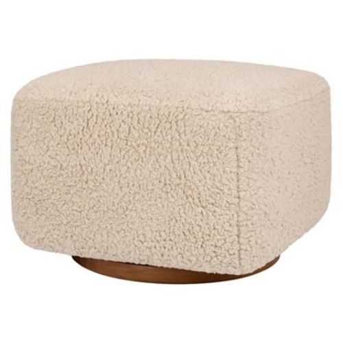 Babyletto Kiwi Gliding Ottoman - Chai Shearling with Dark Wood Base