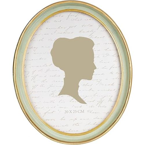 AELS 8x10 Inch Vintage Picture Frame, Elegant Antique Photo Frames with Glass Front, Photo Display, Tabletop Wall Hanging, Gift Ideas, Oval Sage Green with Gold Trim