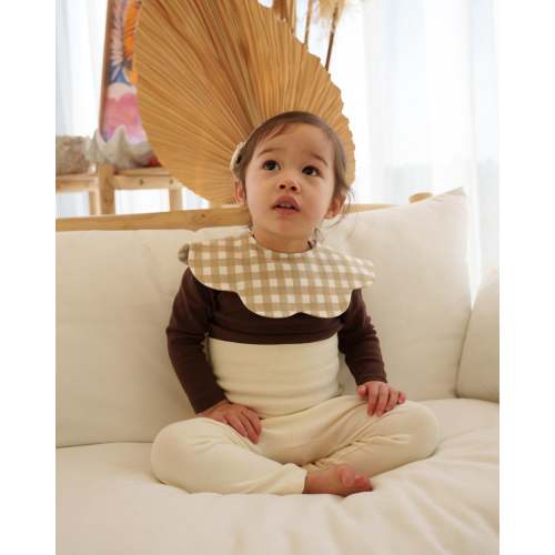 3- Layer Dribble Bib - Brown Gingham