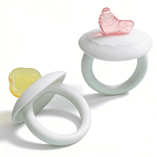 Smasener 2 Pcs Baby Teething Toys for Babies and Toddlers 6-12 Months Easy to Grip Easy to Clean Eases Teething Discomfort Soothes Sore Gums, Baby Pacifier Teething Toys