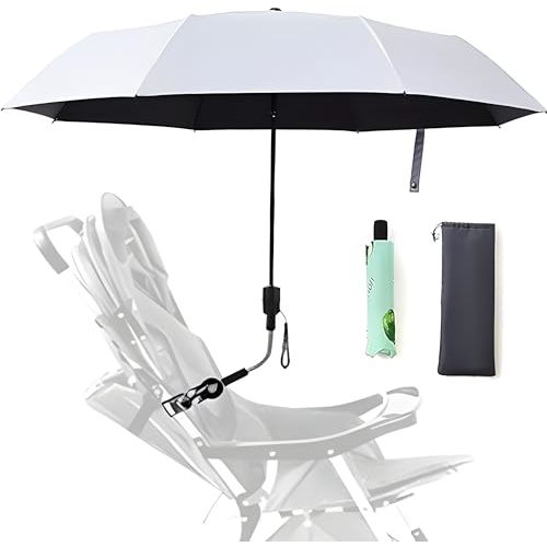 Nakazawa Universal Baby Stroller Sun Protection Parasol, with Umbrella Clip Fixing Device, UPF 90+ UV Protect Pushchair Sun Parasol (Silver)
