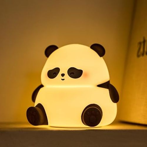 Cute Panda Lamp, Squishy Sleepy Panda Night Light Novelty Animal Lamp, 3 Level Dimmable Nursery Nightlight with Timer, Silicone Touch Night Light Fun Gifts for Kids Boys Girls