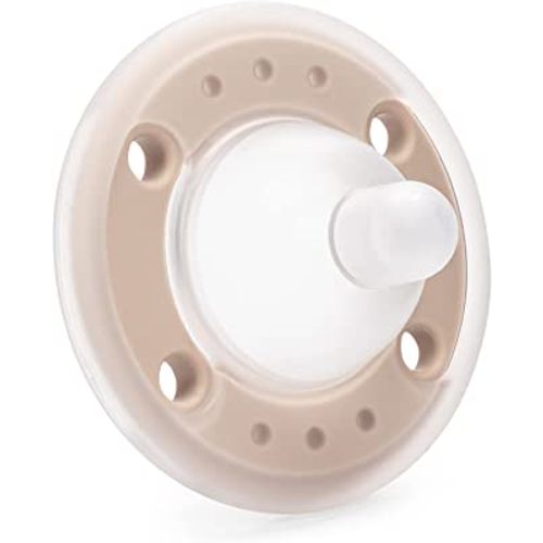 Ninni Co Breastfeeding Promoting Pacifier, Silicone - Patented Orthodontic Pacifier with Natural Skin Texture and Nipple Shape Supporting Healthy Orofacial Development - Oatmeal (1 Pack)