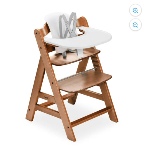 hauck Alpha+ Juego de Silla Alta Ajustable de Madera, Nogal