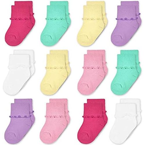 GENTABY 12 Pairs Baby Toddler Girls Ruffle Socks Cute Frilly for 0-6 Years