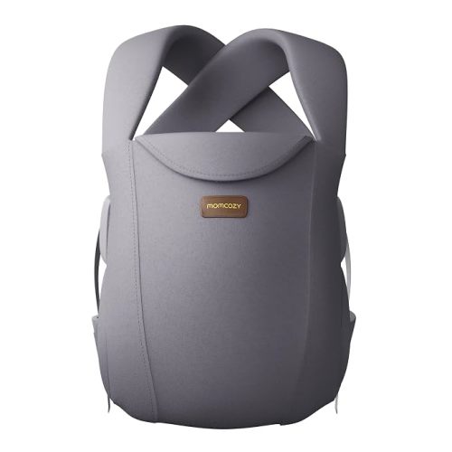 Momcozy Newborn Carrier WeeSnug - Lightweight and Cozy Comfort for 7-25 lbs | Ergonomic Cross-Back Support and Lumbar Pad, Effortless to Put On, 100% Soft Cotton, OEKO-TEX, Visual Size Scale, Black