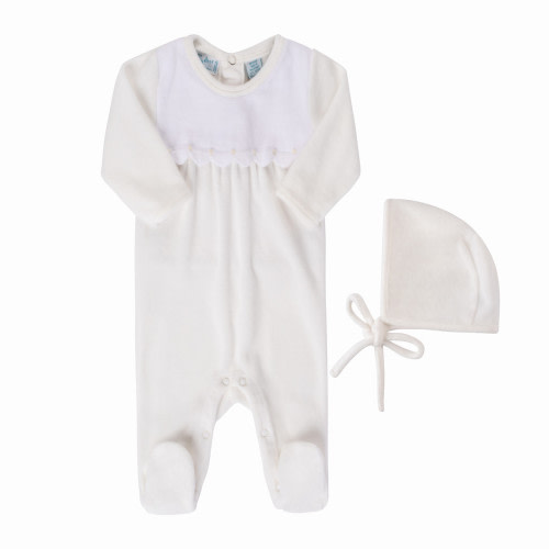 Dressy Velour Romper with Bonnet
