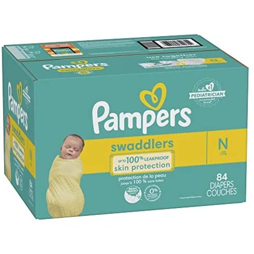 Diapers Newborn/Size 0 (< 10 lb), 84 Count - Pampers Swaddlers Disposable Baby Diapers, Super Pack (Packaging May Vary)