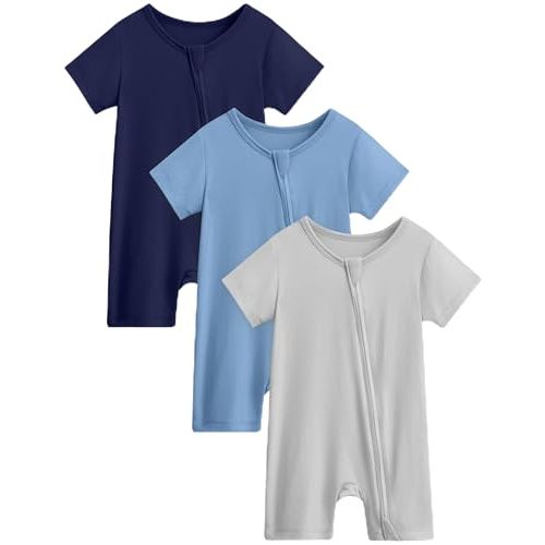 Yoofoss Baby Boy and Girl Romper Rayon Made from Bamboo Short Sleeve Newborn Summer Clothes 2-Way Zipper,Soft Breathbale
