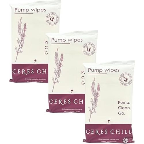 Natural Breast Pump Wipes for Pump Parts & Bottles – Non-Toxic, Residue-Free Cleaning Wipes for Breastfeeding & Baby Gear – No Rinsing Required – 30 Count (3 Pack)