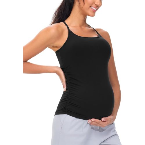 THE GYM PEOPLE Women's Maternity Tank Tops Padded Pregnancy Workout Shirts