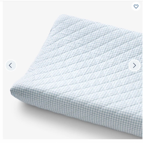 Ditsy Gingham Classic Cool Organic Cotton Percale Quilted Changing Pad Cover
