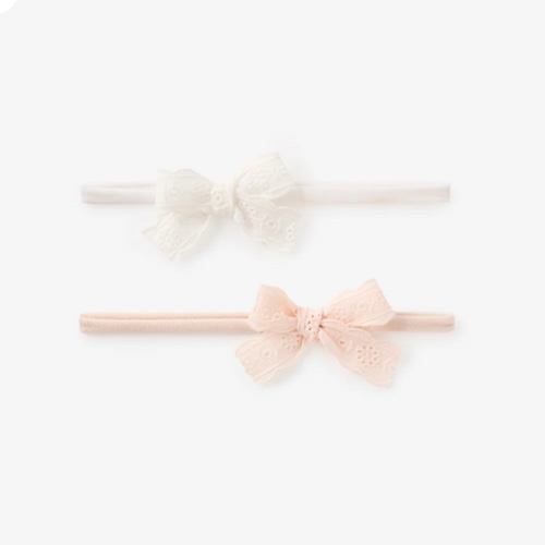 Eyelet Lace Bow Headband 2 Pk