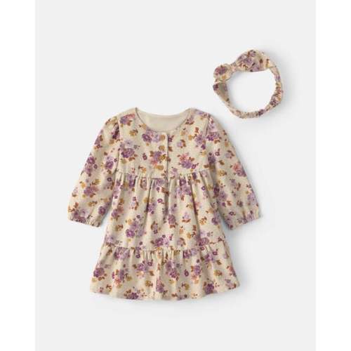 Baby Girl 2-Piece Floral Twill Long-Sleeve Dress - Cream - OshKosh B'gosh | Carter's