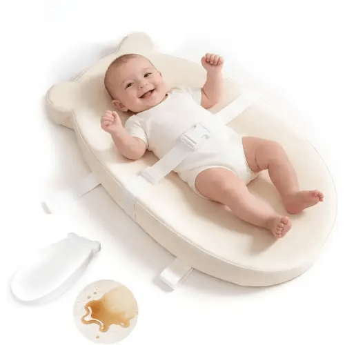 Baby Diaper Changing Pad with Wipeable & Waterproof PU Cover, Contoured Baby Changing Pad for Dresser, Non-Slip Changing Table Pad with Adjustable Strap, Cushioned Contoured Foam