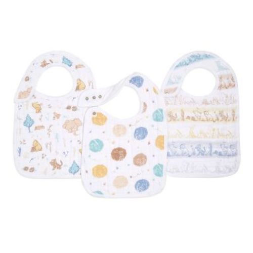 aden + anais essentials Cotton Muslin Snap Bibs - 3pk - Winnie in the Woods