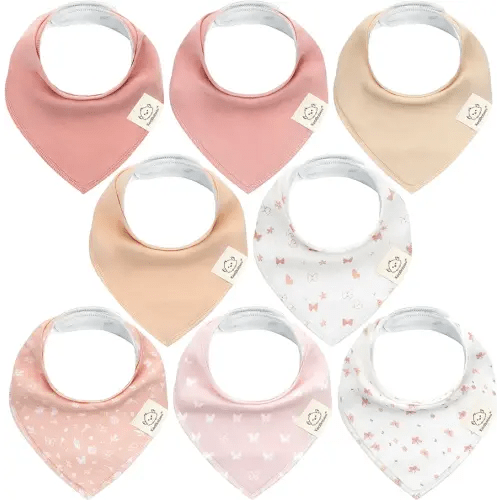 KeaBabies 8-Pack Organic Baby Bandana Bibs for Girls - Super Absorbent Triangle Baby Bibs for Drooling and Teething Infant, 100% Cotton Extra Soft for Newborn, Infant 0-36 Months (Butterflies)