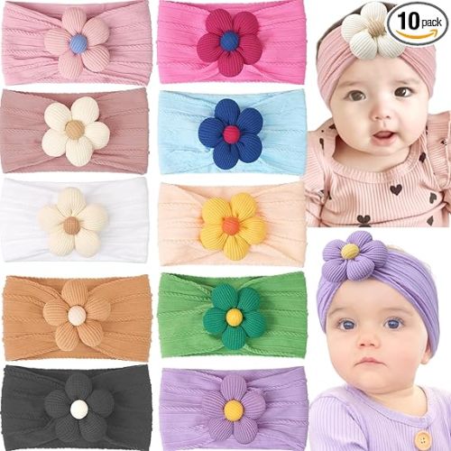 JOYOYO 10 Colors Baby Flower Headbands Baby Girls Nylon Headband Soft Hairbands Hair Accessories for Newborn Infant Toddler Kids