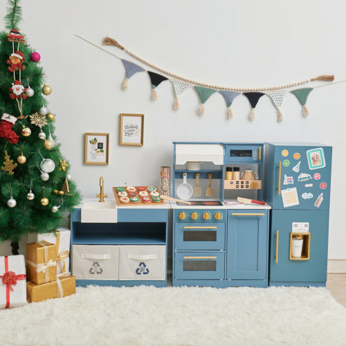 Teamson Kids Little Chef Atlanta Modular Wooden Pretend Play Kitchen +17 Accessories & Interactive Toy Appliances & Reviews | Wayfair