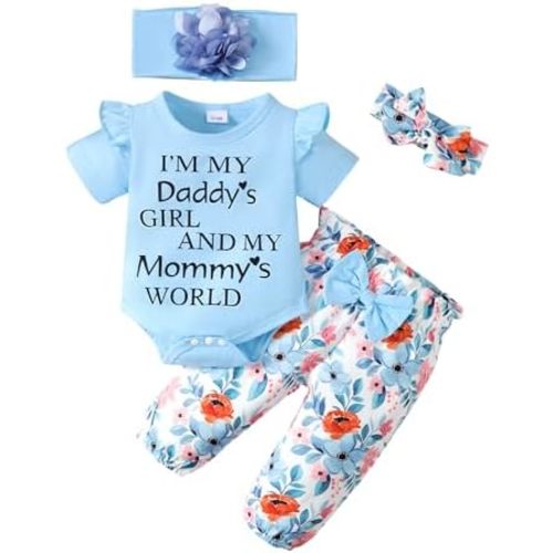 SUNNY PIGGY Newborn Infant Baby Girl Clothes Ruffle Romper Toddler Girl Floral Cotton Pant Sets Girls Clothing Outfit