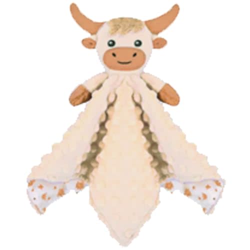 Loveys for Babies,Kawaii Highland Cow Baby Security Blanket for Newborn Infant Toddler Snuggle Toy Stuffed Animal,Lovey Highland Cow Security Blankets Baby Gifts Unisex Birthday,Beige 12in