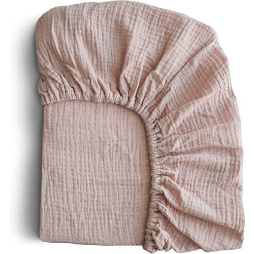 mushie Extra Soft Muslin Fitted Crib Sheet | 28"x 52" (Blush)