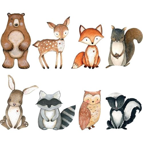Back40Life Forest Critters Painted Wooden Animal Cutout Shapes (Medium + Stands (Bundle of 8))