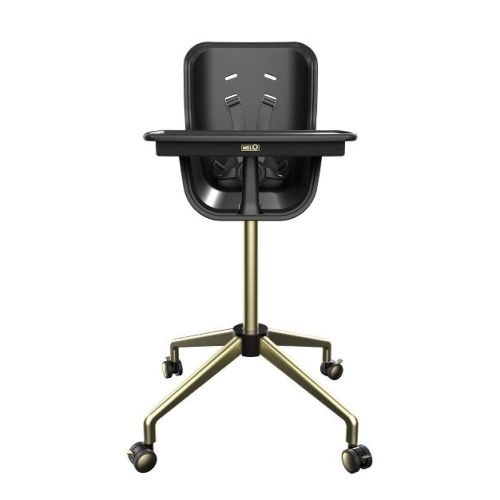 MelO Revel+ High Chair, Modern Design with Dual Trays, Converts for Toddlers, Safe & Easy to Clean – Black/Brushed Brass