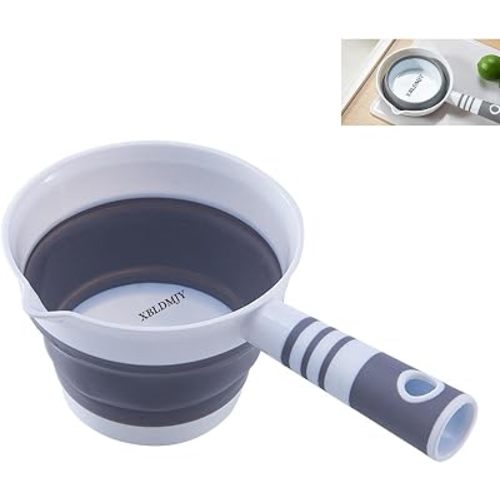 Water Dipper,Folding Bath Ladle，Plastic Water Scoop for Travel, Tabo, Used In Kitchen, Garden, Bathroom(Grey)