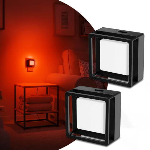 LOHASLED 2 Pcs Red LED Plug In Night Light with Sliding Dimmer