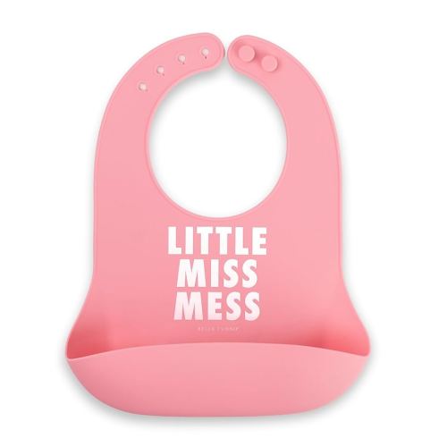 Bella Tunno Baby Bib for Eating, Waterproof Silicone Bib with Large Food Catcher, Adjustable Fit for Babies 4-12 months & Toddlers 1-3 Years, Boys & Girls, Little Miss Mess