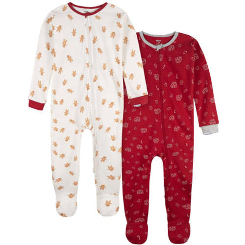 2-Piece Baby & Toddler Gingerbread People Snug Fit Footed Pajamas