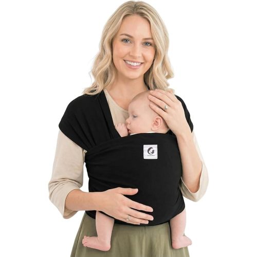 ELDOMA Black Baby Wrap Carrier - Lightweight, Breathable Baby Sling, Hands Free Baby Carrier Sling, Baby Carriers from Newborn to Toddler, (7-35 lbs / 3-15kg)