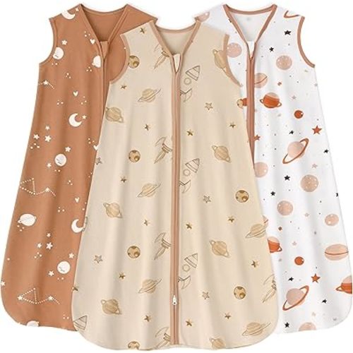 Yoofoss Baby Sleep Sack 6-12 Months 0.5 Tog Wearable Blanket for Baby, 3 Pack 100% Organic Cotton Infant Toddler Sleeping Sack 2-Way Zipper Lightweight Sleep Sack