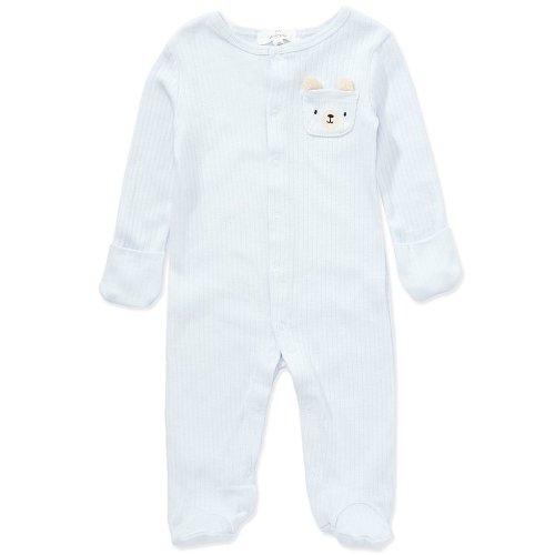 Starting Out Baby Boys Long-Sleeve Bear Pocket Footie Coverall