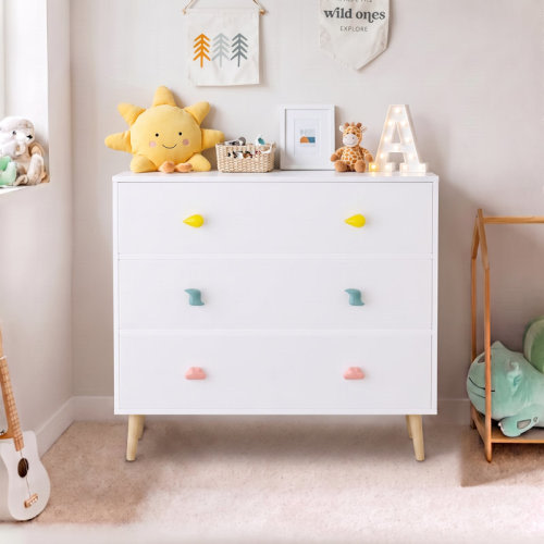 Ebern Designs Kids 3 Drawer Dresser, Baby Nightstand for Bedroom, Storage Cabinet for Toddler Child for Living Room, Toddler Room, Nursery, Closet, Apartment | Wayfair