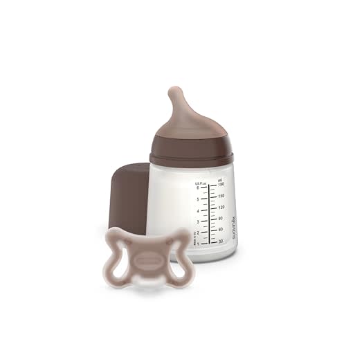 Suavinex Zero Zero Newborn Starter Set Small Anti Colic Baby Bottle + Pacifier, No 1 Spanish Baby Bottle Brand, Minimizes Bottle Rejection & Nipple Confusion, Adaptable Flow - Deep