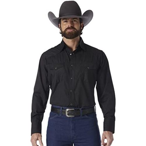 Wrangler Mens Sport Western Two Pocket Long Sleeve Snap Shirt